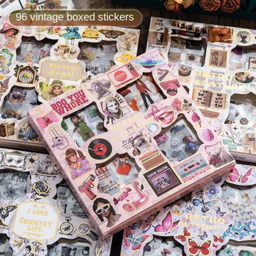 Retro Literature aesthetic Pet sticker l pack of 96 sheets l Journaling and scrapbooking