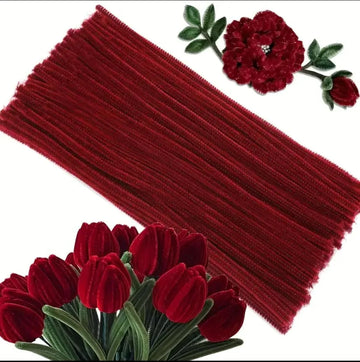 Maroon  Pipe Cleaner Plain for Craft and Bouquet l Pack of 100 pcs