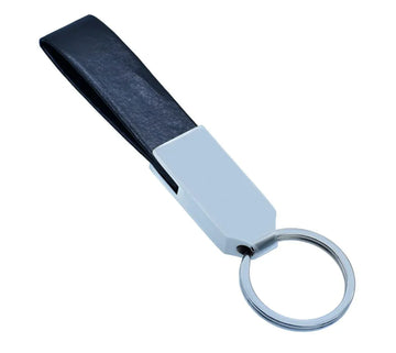 Key Chain Leather Black Colour Silver Ring