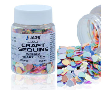 Jags Craft Sequins Multi Colour 20GMS Heart 5MM