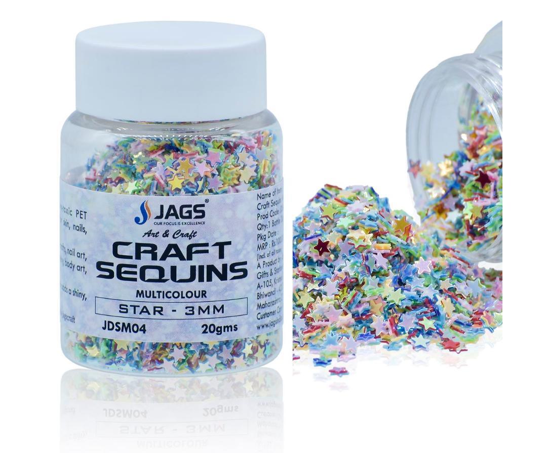 Jags Craft Sequins Multi Colour 20GMS Star 3MM