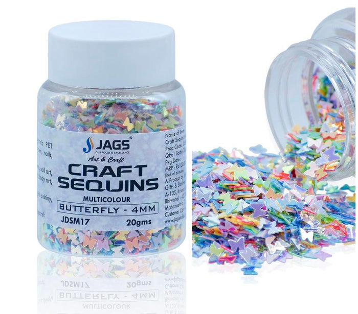 Jags Craft Sequins Multi Colour 20GMS Butterfly 4MM