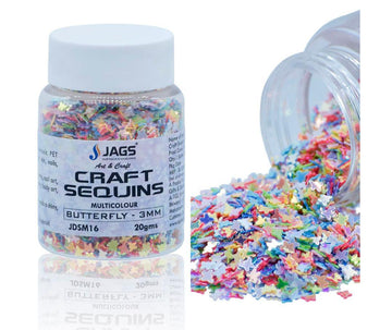 Jags Craft Sequins Multi Colour 20GMS Butterfly 3MM