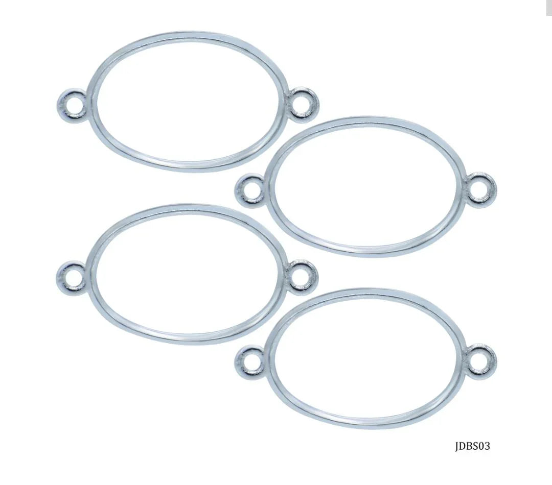 Jags DIY Bracelet Bezel 4Pcs Silver Oval