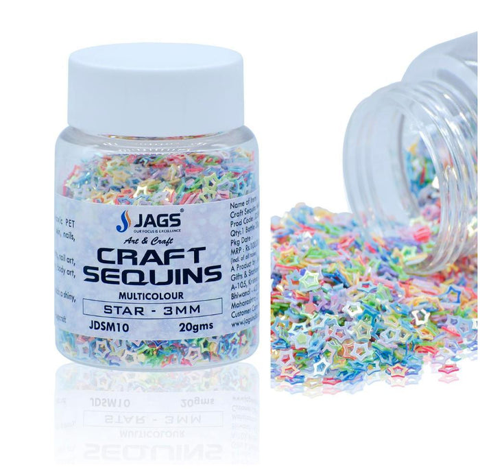Jags Craft Sequins Multi Colour 20GMS Star 3MM