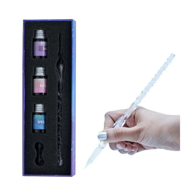 Crystal Fountain Pen Gift Box With 3 Pcs Ink