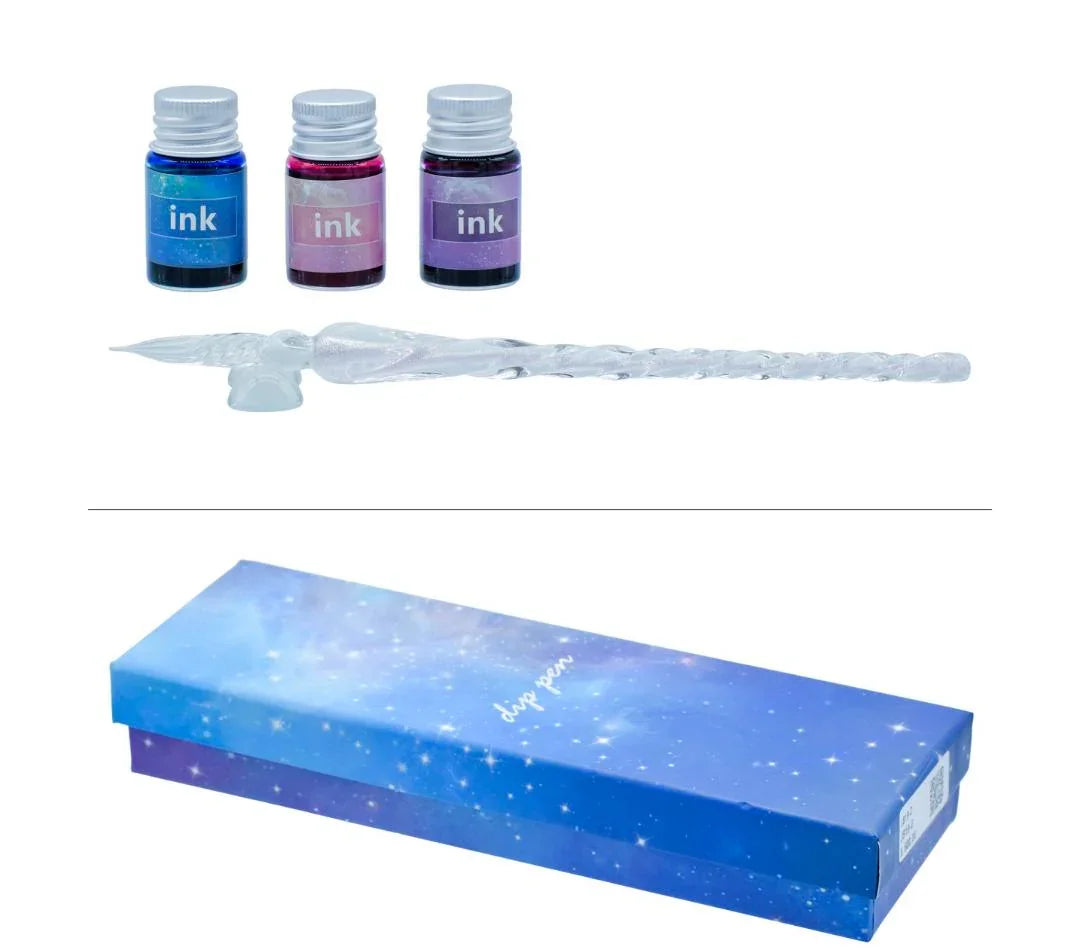 Crystal Fountain Pen Gift Box With 3 Pcs Ink