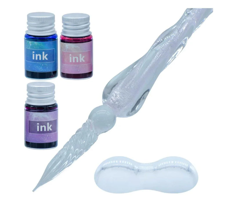 Crystal Fountain Pen Gift Box With 3 Pcs Ink