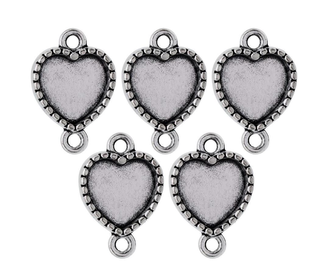 Metal Craft Fitting 5 Pcs Heart Double Hole