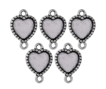 Metal Craft Fitting 5 Pcs Heart Double Hole