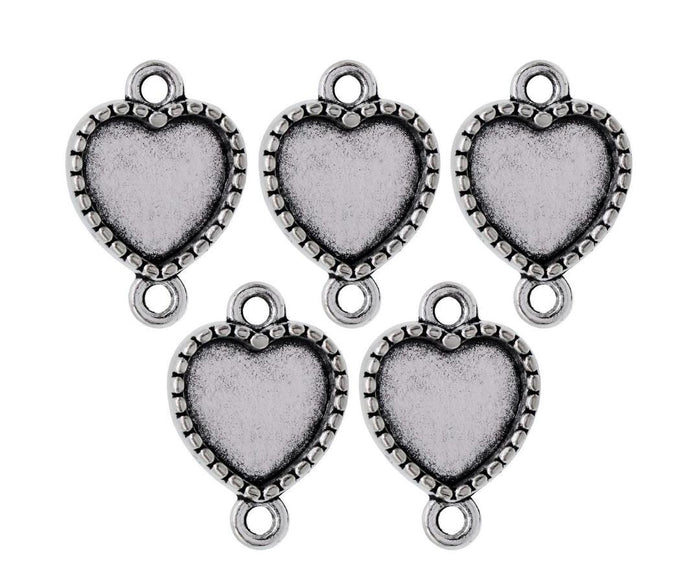 Metal Craft Fitting 5 Pcs Heart Double Hole