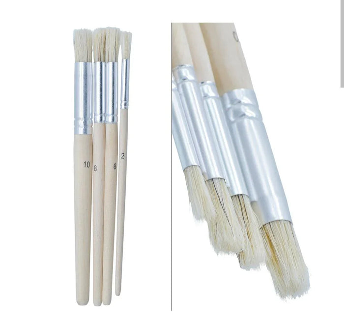 Wooden Handle Painting Brush Set – 4 Sizes (2/6/8/10)