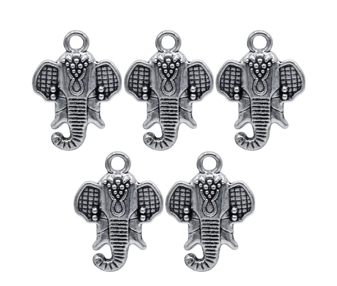 Elephant Head Metal Charms (5 Pcs) | MC-2034 | Antique Look for Resin & Jewelry Making