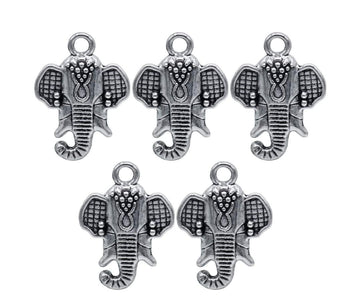 Elephant Head Metal Charms (5 Pcs) | MC-2034 | Antique Look for Resin & Jewelry Making