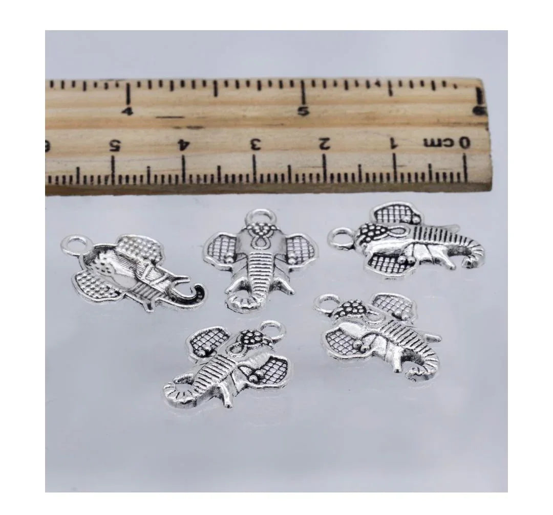 Elephant Head Metal Charms (5 Pcs) | MC-2034 | Antique Look for Resin & Jewelry Making