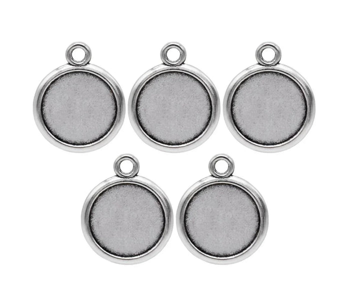 Metal Craft Charms – Classic Round Design (5 Pcs) | MC-1120 | For Resin, DIY & Jewelry