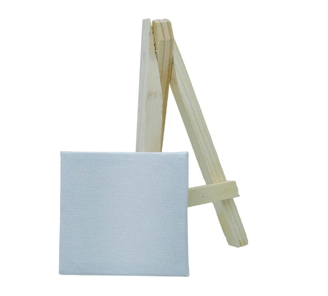 Mini Canvas with Wooden Easel – 3x3 Inch | CFWM3X3 | Painting & Display Combo