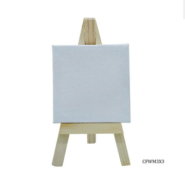 Mini Canvas with Wooden Easel – 3x3 Inch | CFWM3X3 | Painting & Display Combo