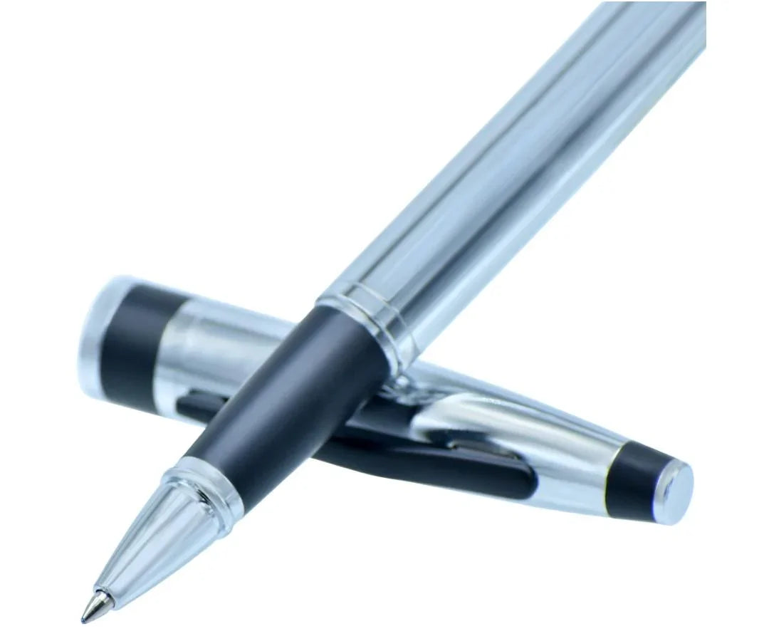 Elegant Roller Pen – Silver Barrel with Black Clip