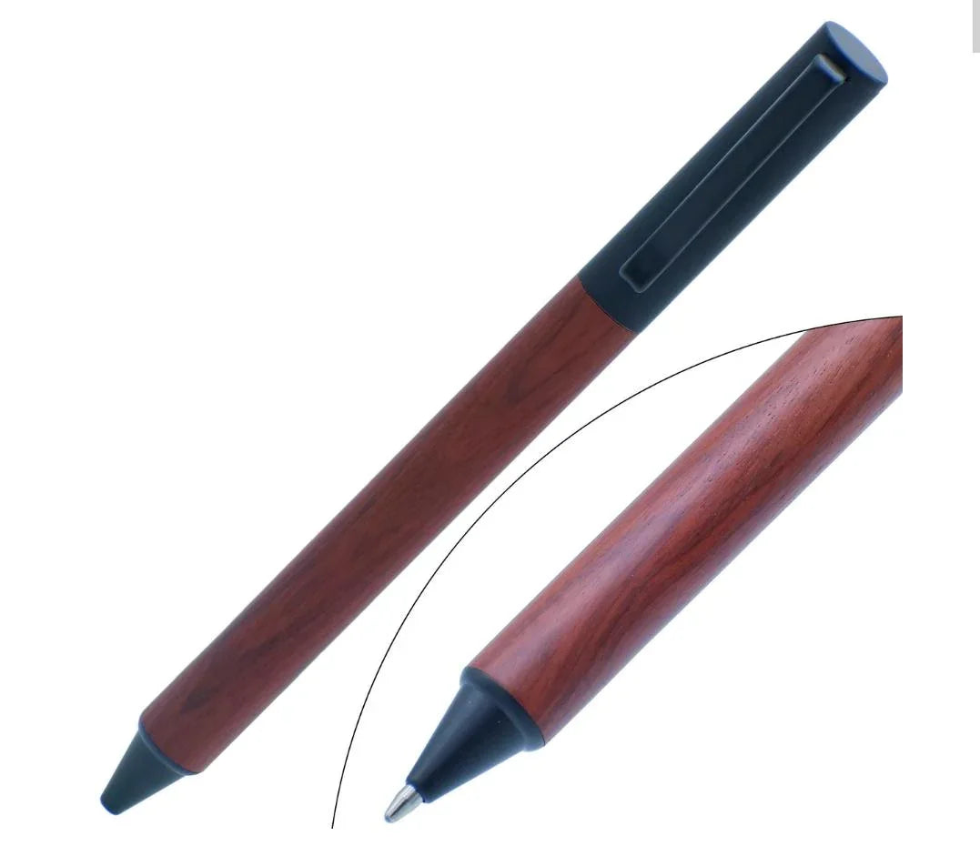 Luxury Half-Wood Roller Pen with Black Clip