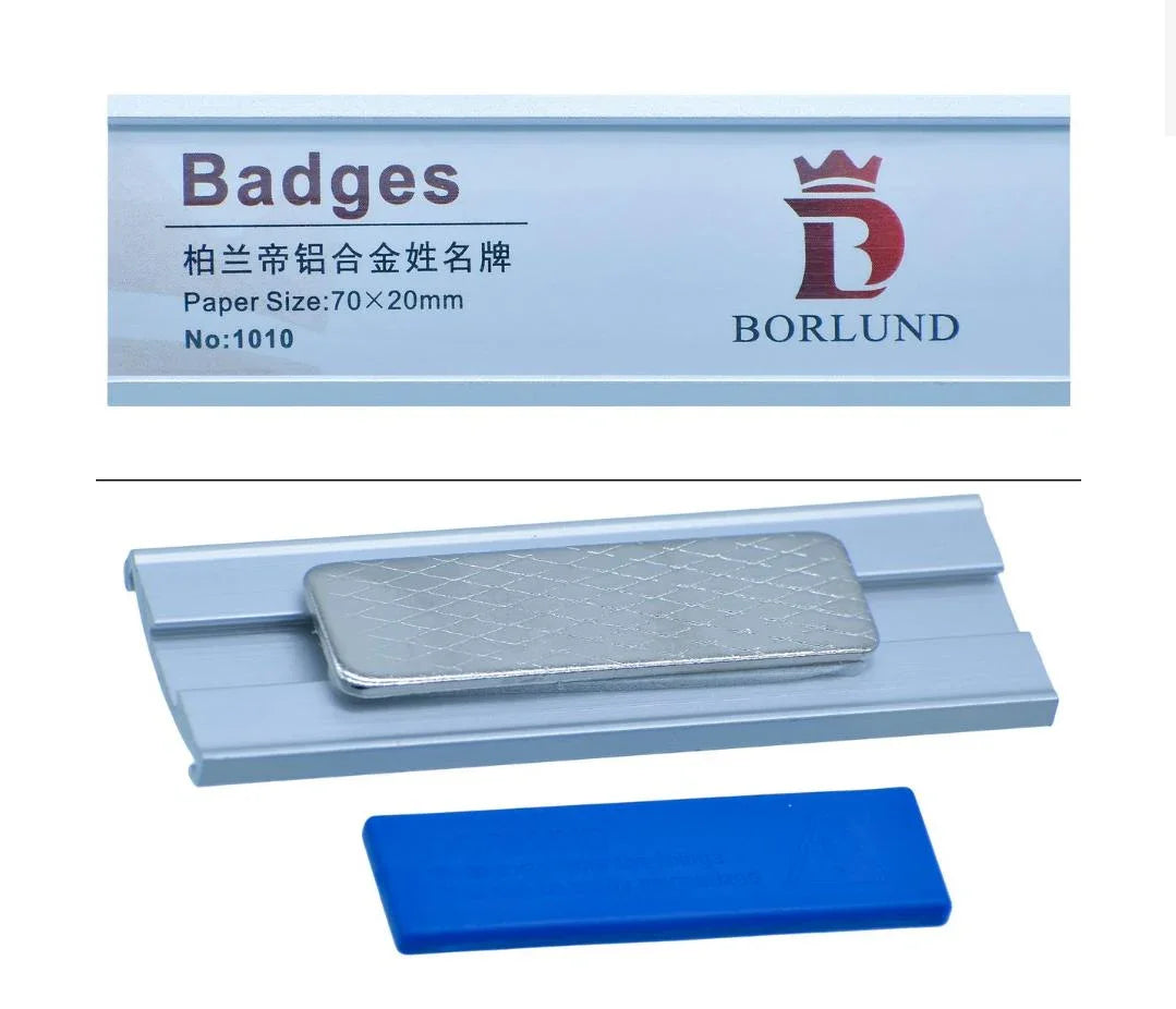 Magnetic Name Badge Holder – 70x20MM Silver Finish
