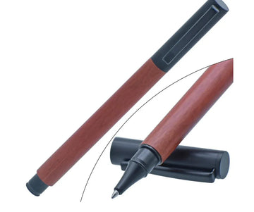 Luxury Half-Wood Roller Pen with Black Clip