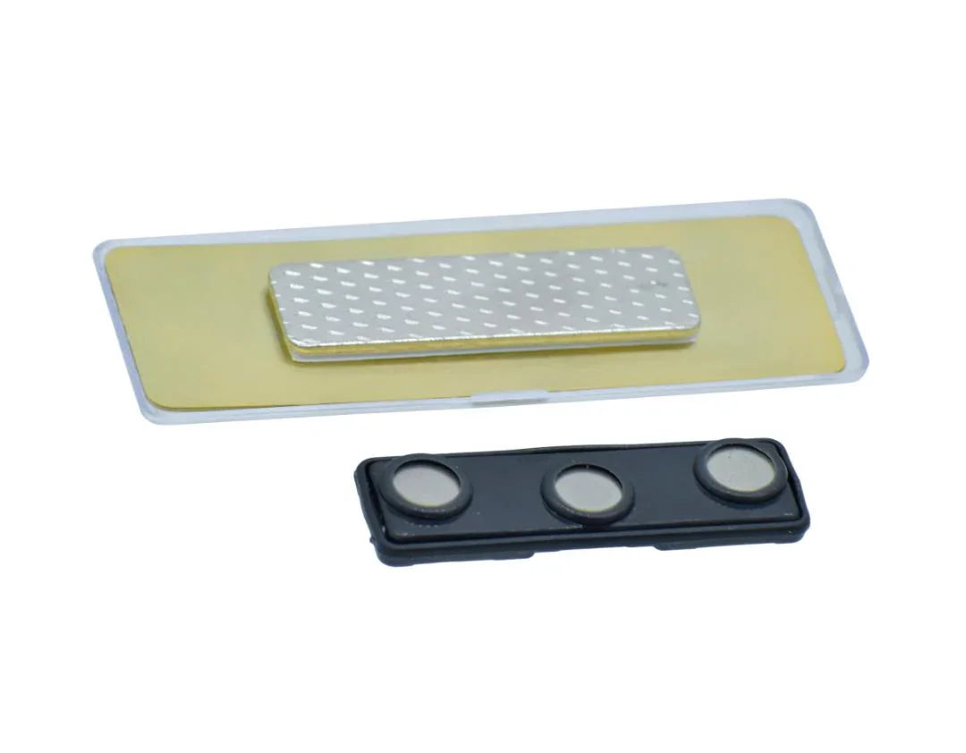 Magnetic Name Badge Holder – Transparent Top with Gold Trim