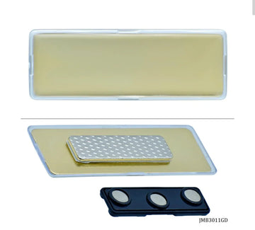 Magnetic Name Badge Holder – Transparent Top with Gold Trim