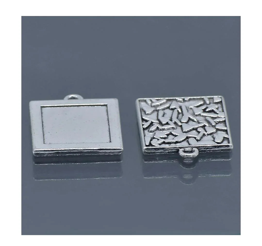 Square Design Metal Craft Charms – Set of 2