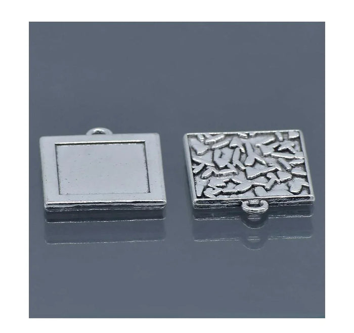 Square Design Metal Craft Charms – Set of 2
