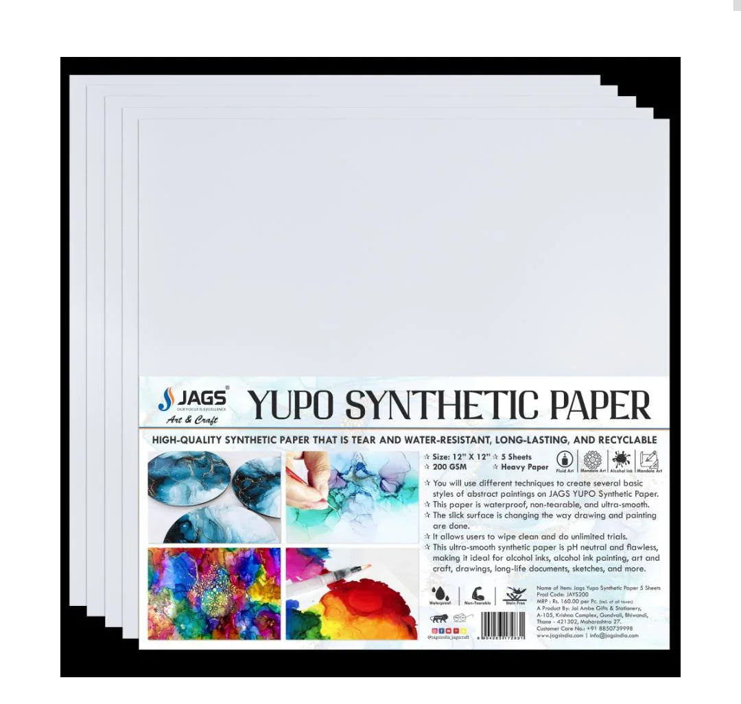 Yupo Synthetic Paper 12x12" – 200 GSM | 5 Sheets