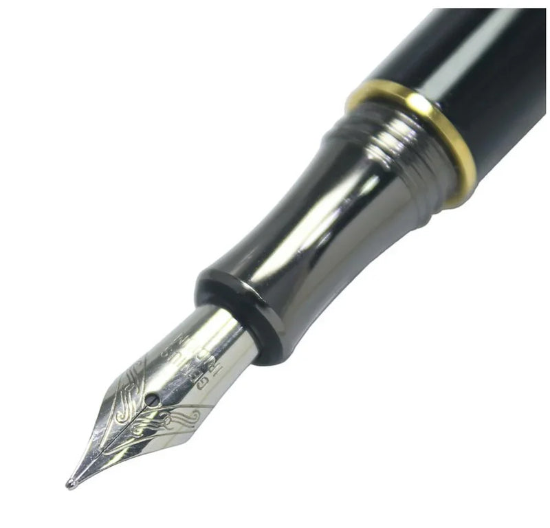 Fountain Pen Black with Golden Clip  Premium Fine Nib Pen for Elegant Writing