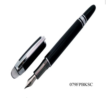 Fountain Pen Black with Silver Clip Classic Writing Pen for Office & Gifting