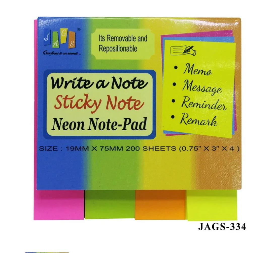Neon Sticky Notepad 19×76 mm (200 Sheets) – Inkarto