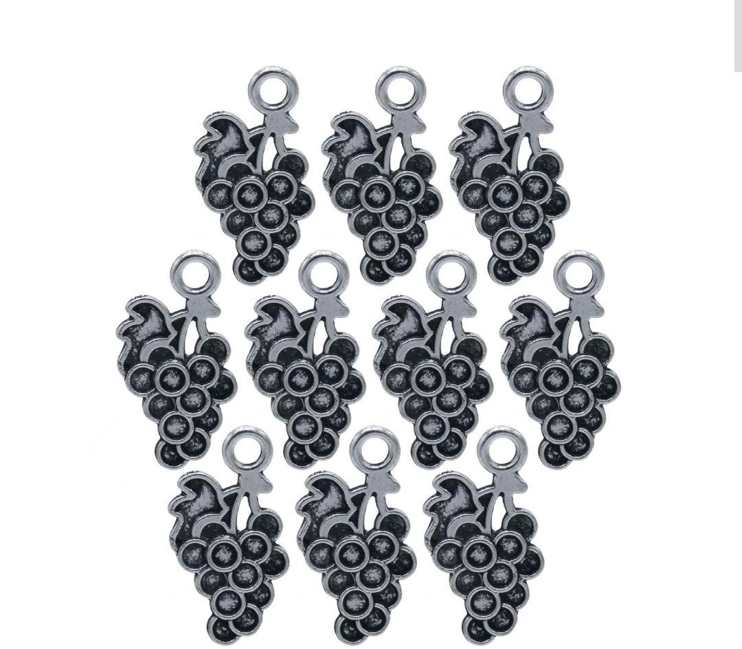 Antique Metal Grapes Charms (10 Pcs) | MC‑3716
