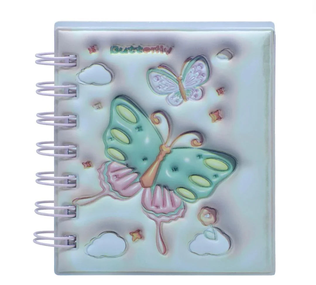 Spiral Bound Notebook Diary – Butterfly Emboss Print A7