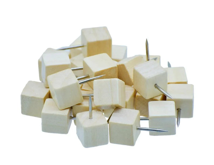 Wooden Soft Board Push Pin – Cube Square – 25 Pcs – WSBP01