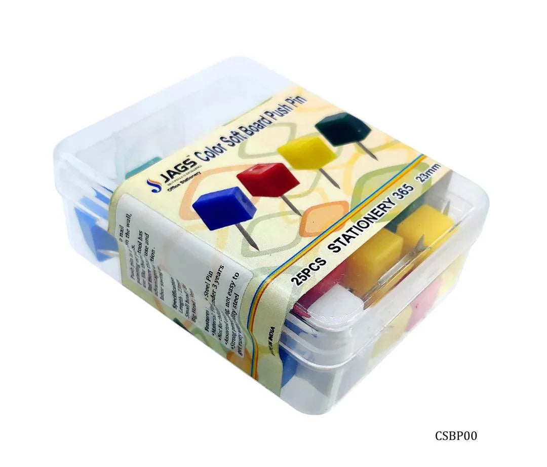 Colour Soft Board Push Pin – Square Shape | 25 Pcs | CSBP00 – Inkarto