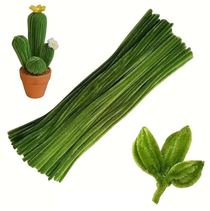 Olive Plain Pipe Cleaner for Craft and Bouquet l Pack of 100Pc (Moss green)