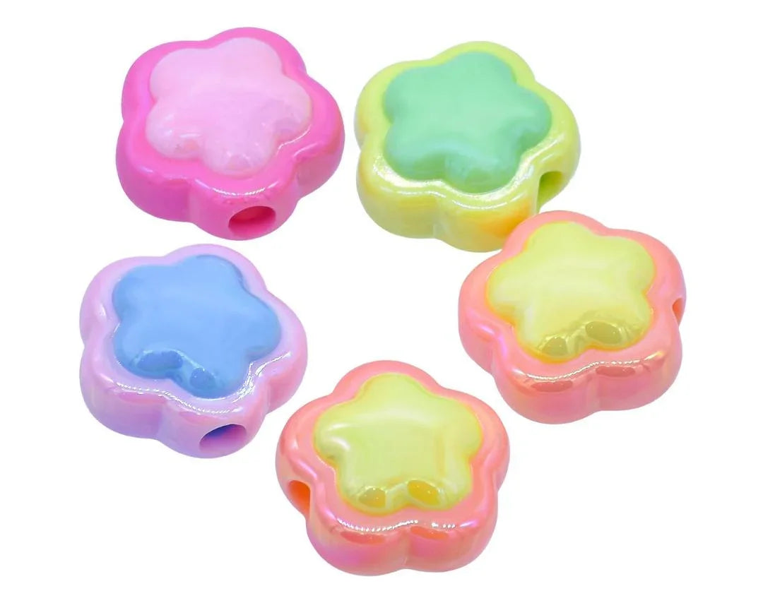 rending Craft Beads – Two Colour Flower Set of 5Pcs | JCCP42