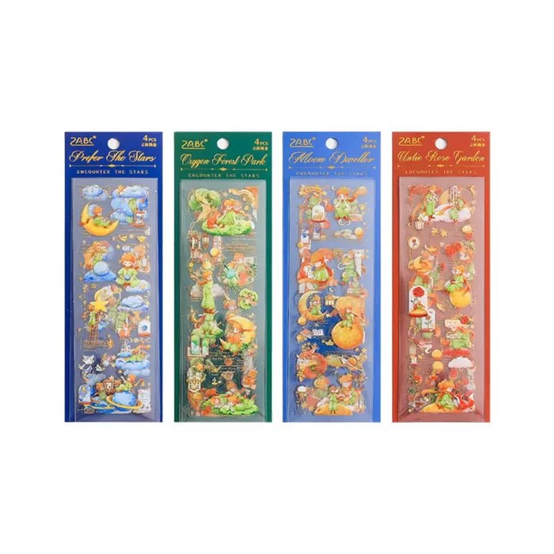 (Buy 1 Get 1 Free) Premium Goil foil Journaling Stickers l Pack of 4 Sheets l Elegant Nature Stickers for Scrapbooking & Planners