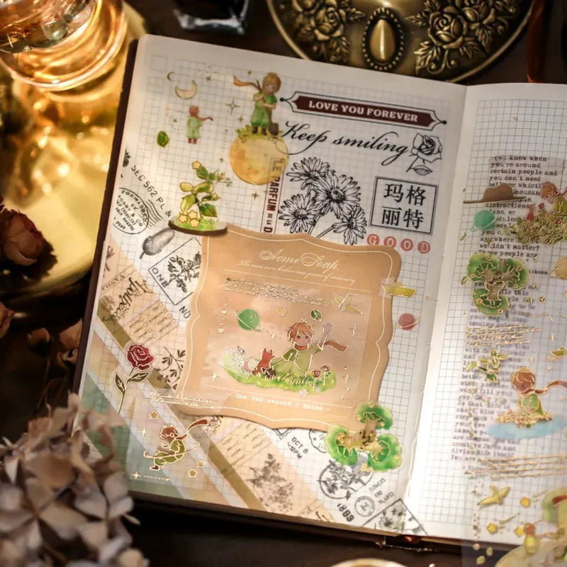 (Buy 1 Get 1 Free) Premium Goil foil Journaling Stickers l Pack of 4 Sheets l Elegant Nature Stickers for Scrapbooking & Planners