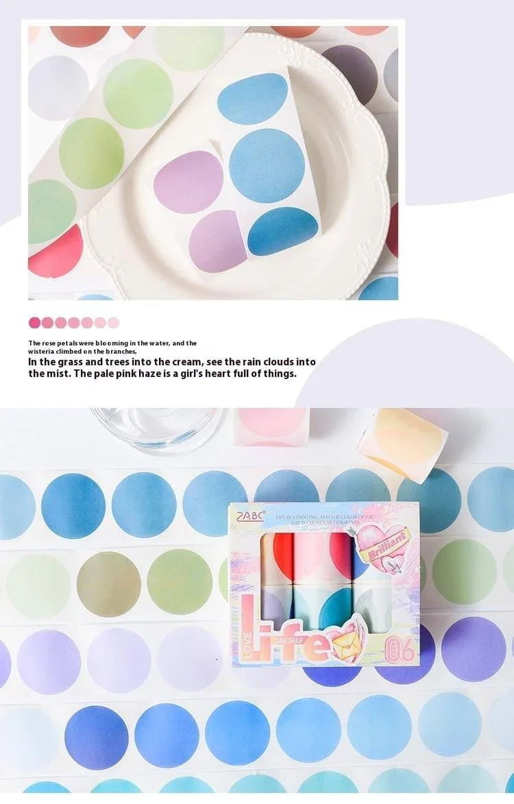 (Buy 1 Get 1 free ) Premium Pastel circle Sticker Roll - 1 Roll of Adorable Journaling and Decorative Craft Stickers