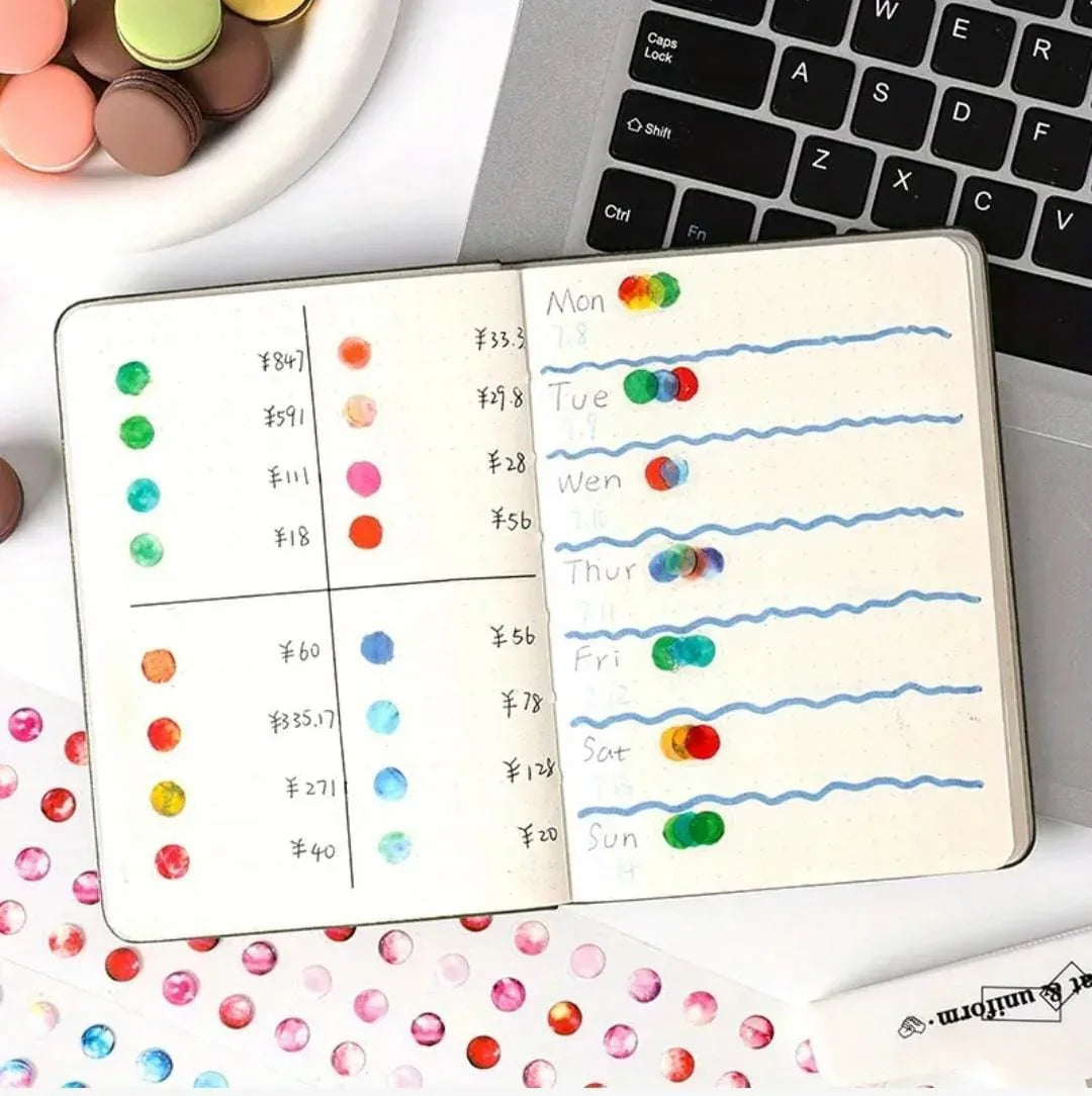 Buy 1 & Get 1 Free Premium Morandi Dotted Sticker Roll - 1 Roll of Adorable Journaling and Decorative Craft Stickers