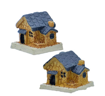 Miniature Brown House Figurines – Set of 2 for DIY & Dollhouse Decor | C0522-2