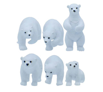 Miniature Polar Bear Figurines Set of 6 – Cute DIY Decor | C0696-A