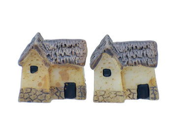 Miniature Brown House Figurines – Set of 2 for DIY & Dollhouse Decor | C0522-3