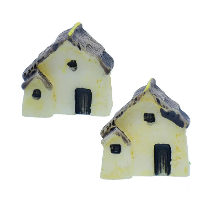 Miniature Brown House Figurines – Set of 2 for DIY & Dollhouse Decor | C0522-4