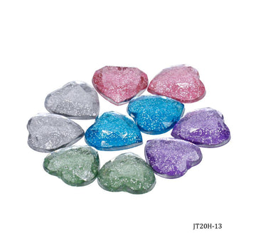 Kundan Stone Diamond Heart – Glitter 10 Pcs for Craft & DIY | JT20H-13