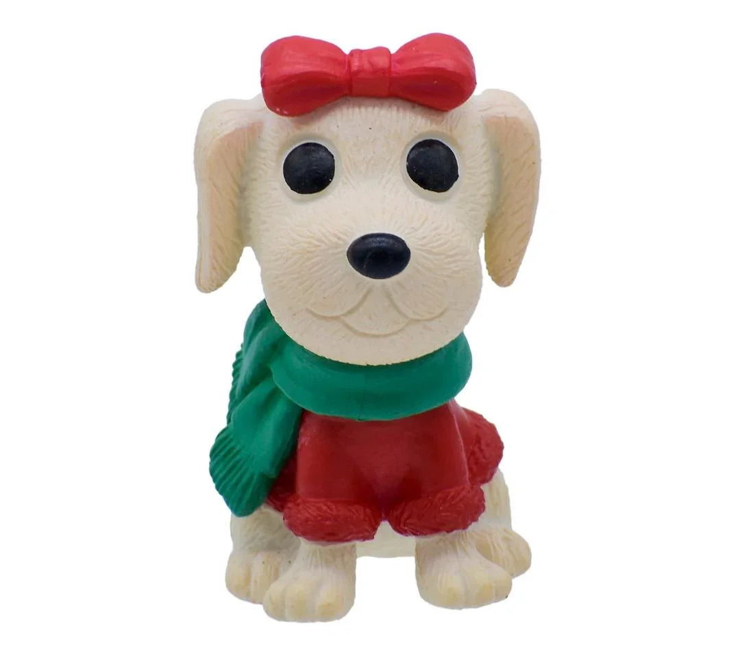 Miniature Puppy Figurine with Green Scarf 1 Pc – Cute Dog Decor | C0108-5